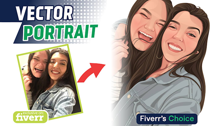draw custom couple vector portrait