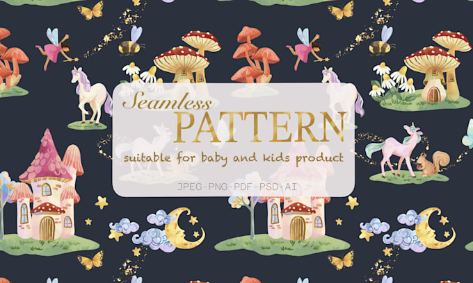 do custom seamless pattern for baby and kids textile