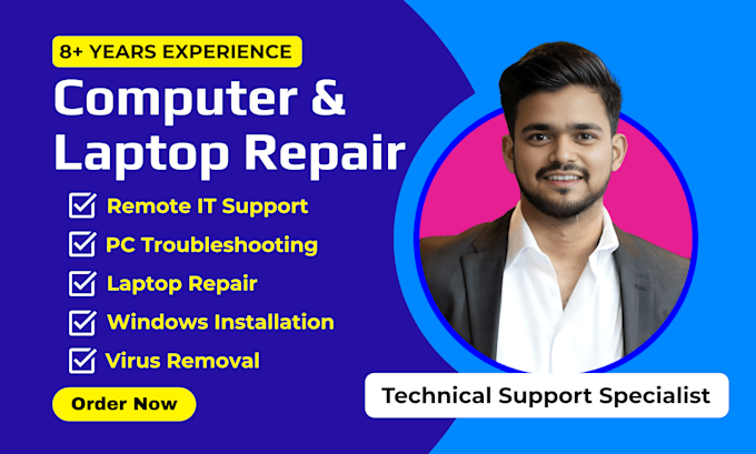repair windows computer, laptop or fix any issue remotely