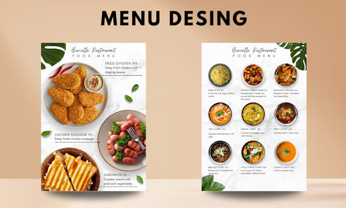 design stylish menu with prices for restaurants, bars or food trucks