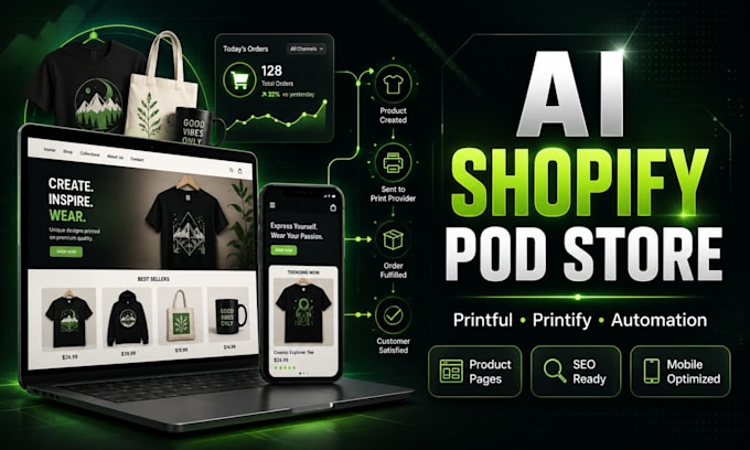 build ai optimized shopify pod store with printful integration