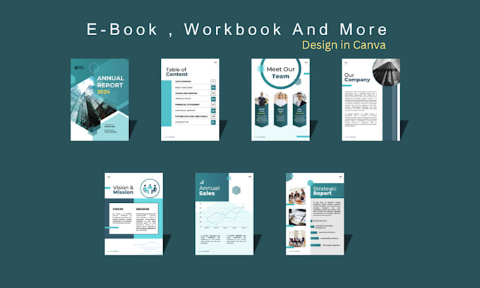 design  workbook, business report, and brochure in canva