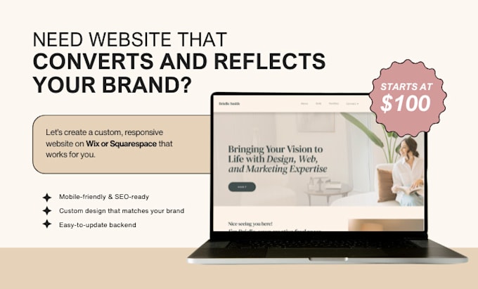 create a sleek and functional website on squarespace or wix