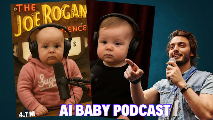 create a viral ai baby video podcast, baby talking podcast