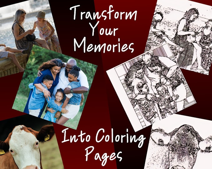 Create custom coloring pages based on your photos by Thrumyeyes88 | Fiverr
