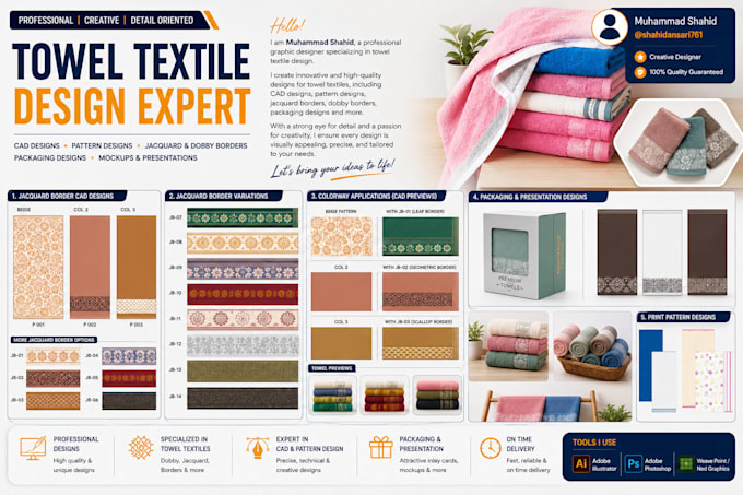 do creat jacquard towel border pattern design and more