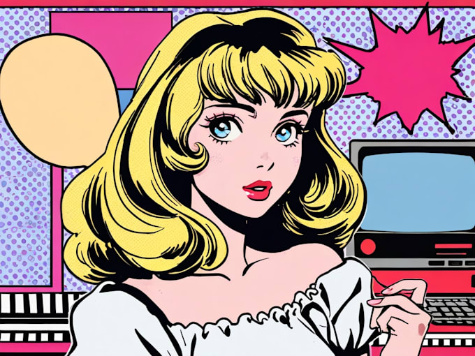 draw a retro pop art roy lichtenstein style