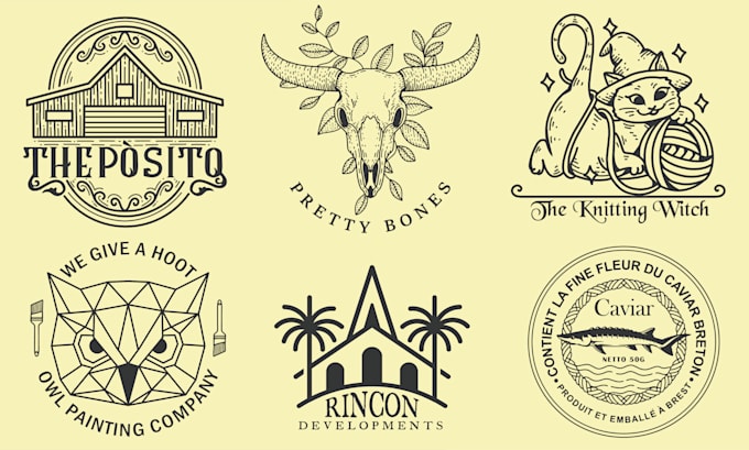 do unique vintage line art logo