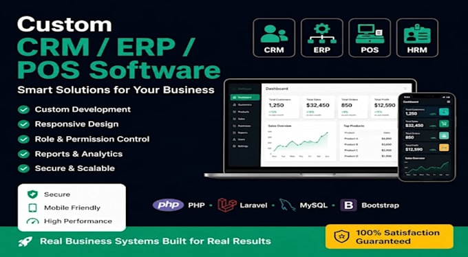 develop a custom CRM, inventory, pos or business management system in laravel