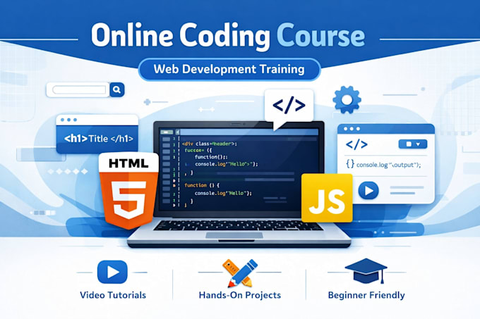 create HTML and javascript course for beginners web development training