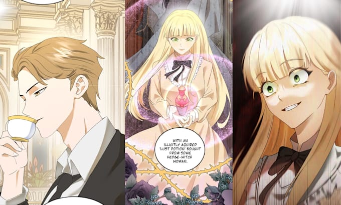 draw manhwa, manga, webtoon in anime style illustration