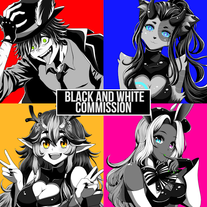 draw custom black and white anime icon or profile picture