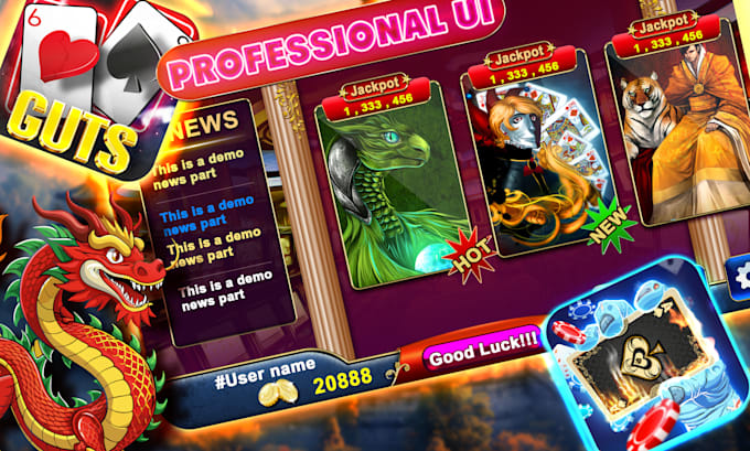 do professional card game UI design for mobile and website
