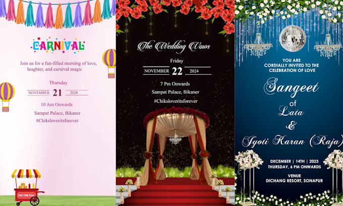 create amazing wedding birthday cards videos