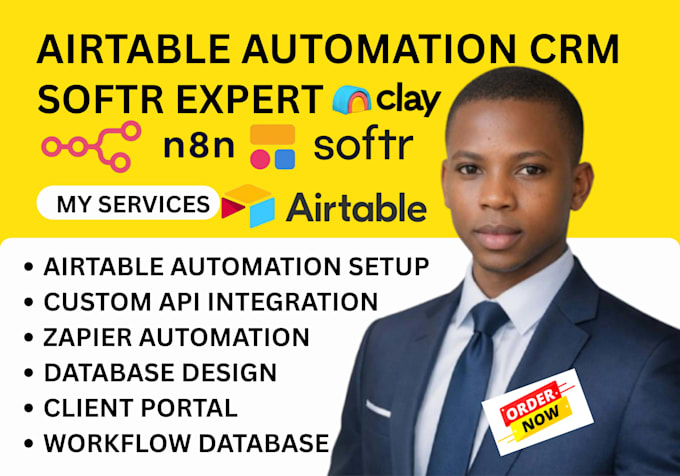build airtable CRM and client portal with automation using softr and n8n