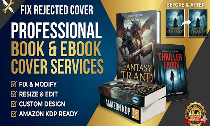 fix resize, edit, modify, rejected kdp book cover, ebok cover and manuscript