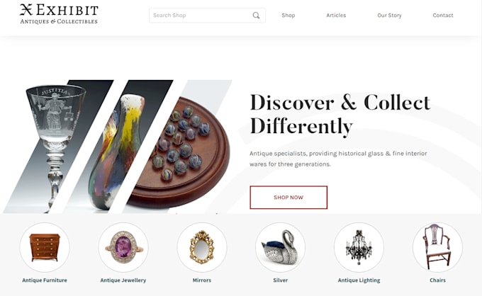 design artifacts website heirloom shopify store antiques shopify store
