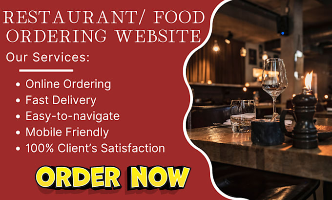 design restaurant website with online food order system delivery, pickup service