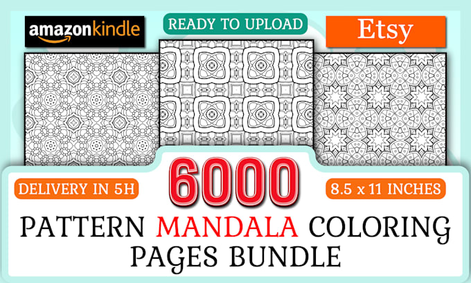 give 6000 unique complex adult pattern mandala coloring pages for KDP and etsy