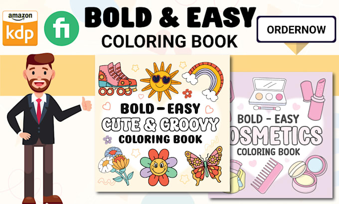 design eye catching bold and easy coloring book for amazon KDP