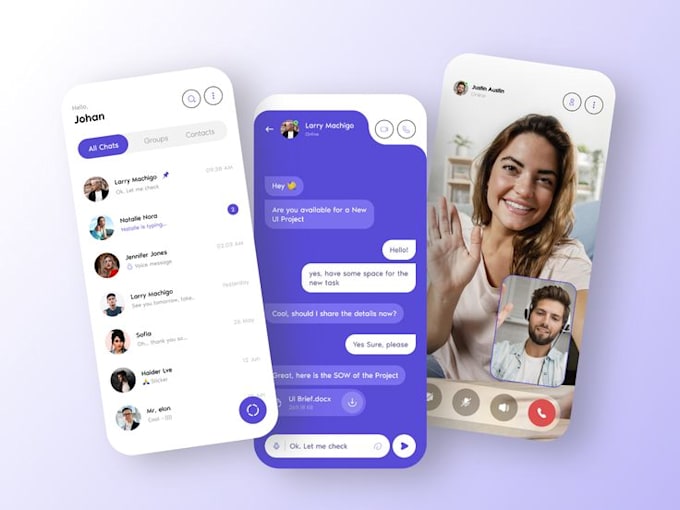 setup SMS and voice calling app, video call, texting app, tinder app