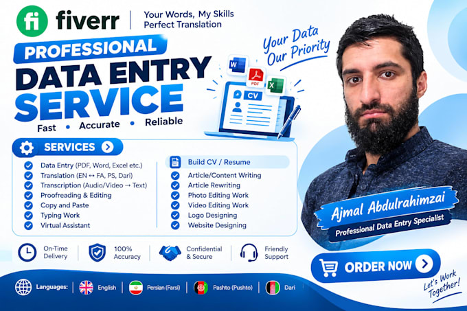 do data entry jobs that consist of typing and traslate english to dari