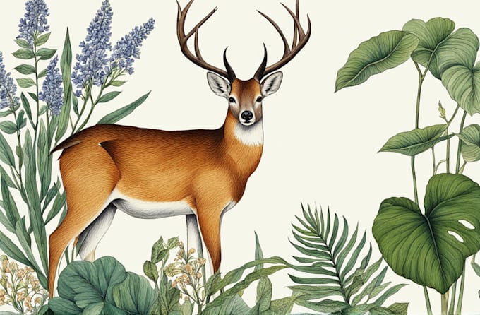 draw an animal and botanical illustration