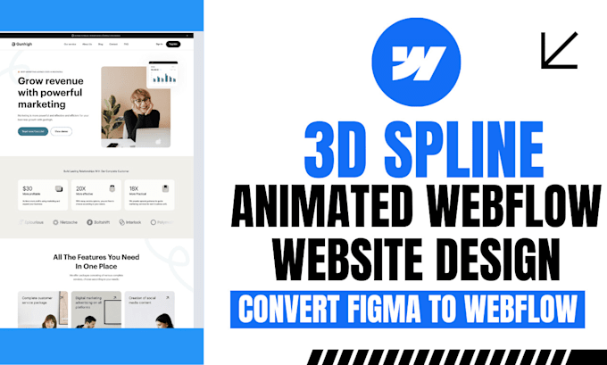 create 3d spline animated webflow website threejs gsap figma to webflow