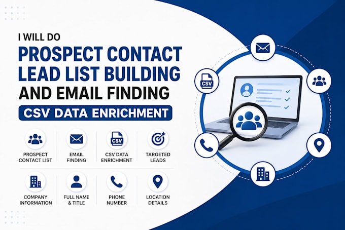 do prospect contact lead list building and email finding, CSV data enrichment