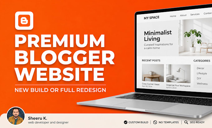design a custom blogger website or redesign your blogspot theme and template