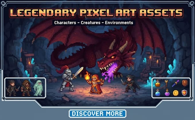 Draw pixel game art, pixel art pixel character, pixel background 2d ...