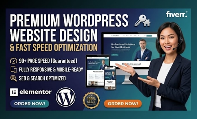 create fast wordpress website design and speed optimized with elementor