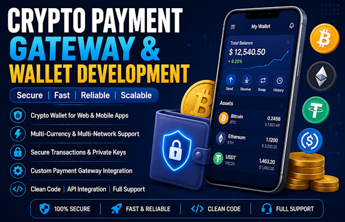 integrate crypto payment gateways or build custom cryptocurrency wallets app