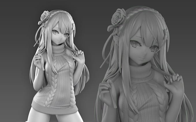 do 3d anime figure model 3d figurine statue cartoon action chibi character model