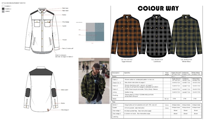 do technical flat sketches for streetwear, ladieswear and shirt tech pack