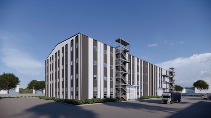 design 2d or create 3d factory, industrial building, office