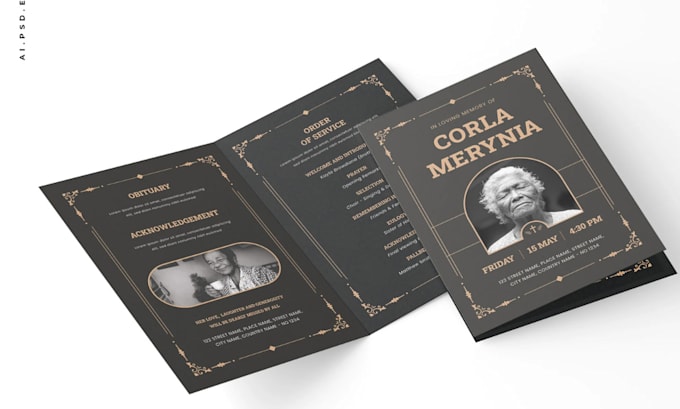 design funeral program, memorial card, sympathy announcement