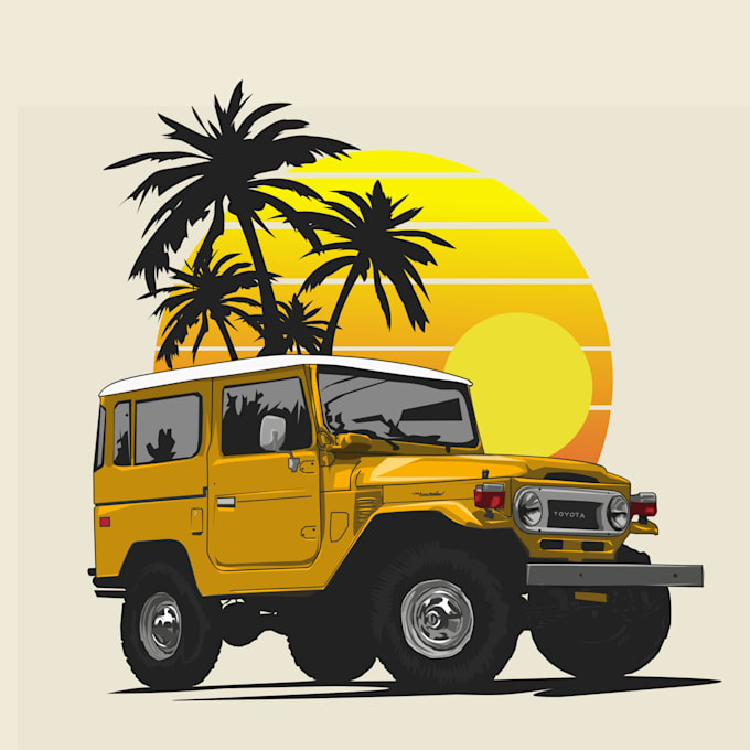 draw vintage or retro car illustrations