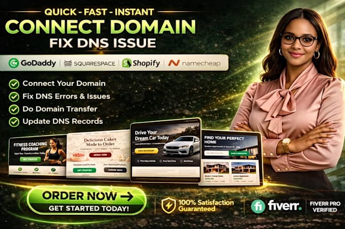 redirect, connect domain to godaddy, wix, shopify, squarespace or dns error fix