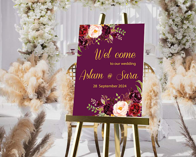design wedding entrance ,welcome sign and wedding card for your special day
