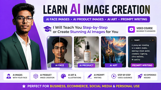 teach ai image creation, prompt writing and create ai images for you