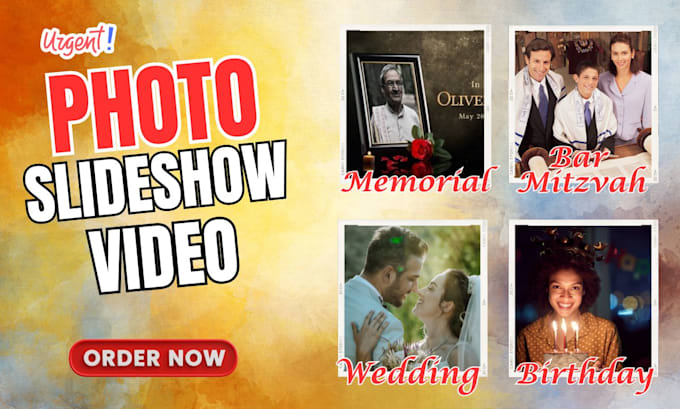 create slideshow video, memorial slideshow, bar mitzvah, bat mitzvah