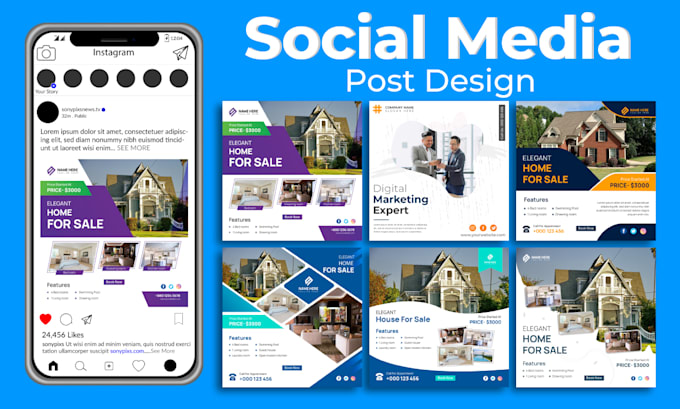 do social media ad post design for commercial real estate