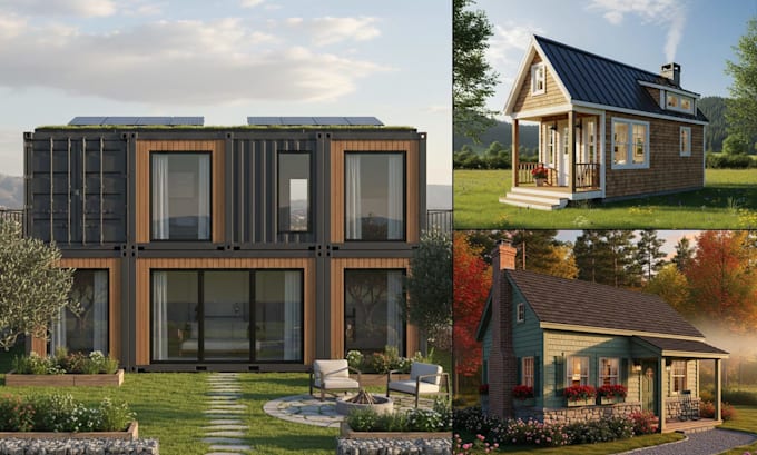 design tiny home, container house and render 3d image