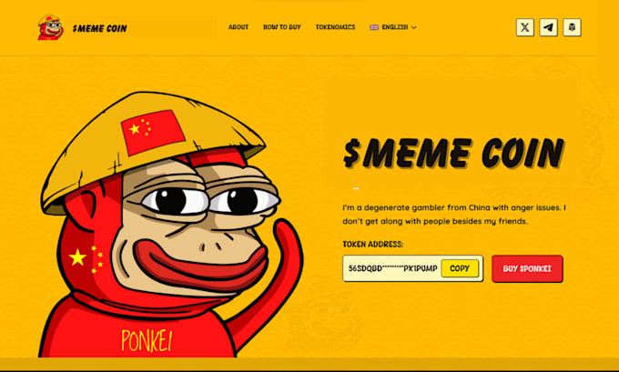 design meme coin landing page, meme coin website, crypto website