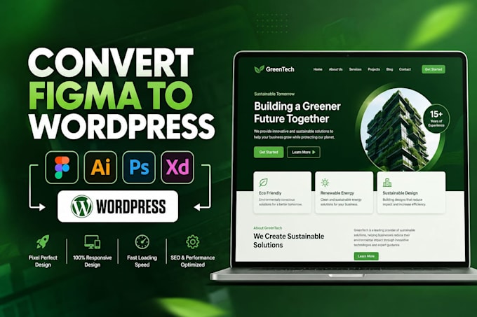 convert figma to elementor or figma to wordpress website