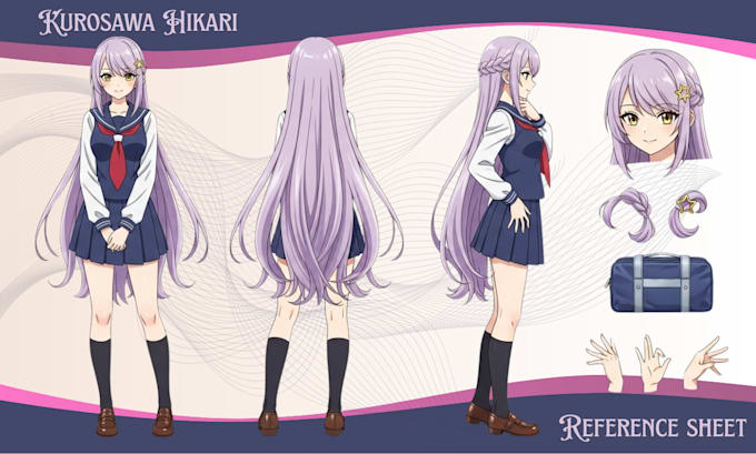 draw vtuber reference sheet anime oc sheet anime expression sheet concept art