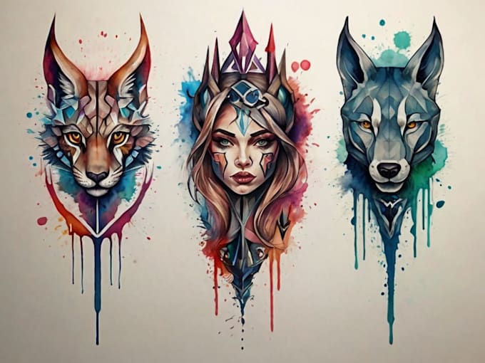 design custom tattoo in watercolor style