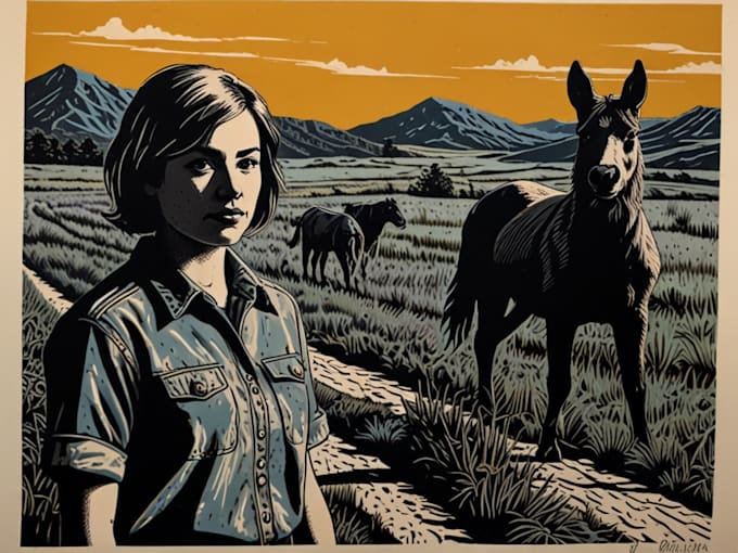 draw a custom portrait in linocut style