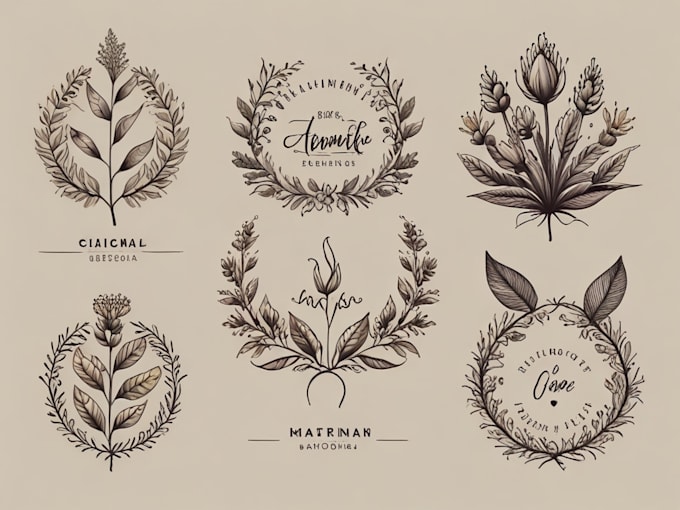 create hand drawn botanical boho logo designs